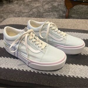 Vans Women's Shoes in Light Blue and White